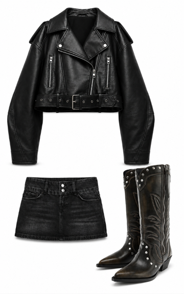 Conjunto: 1 Campera + Minifalda + Bota